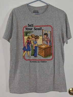 Sell Your Soul! Grey Graphic Tee Lg